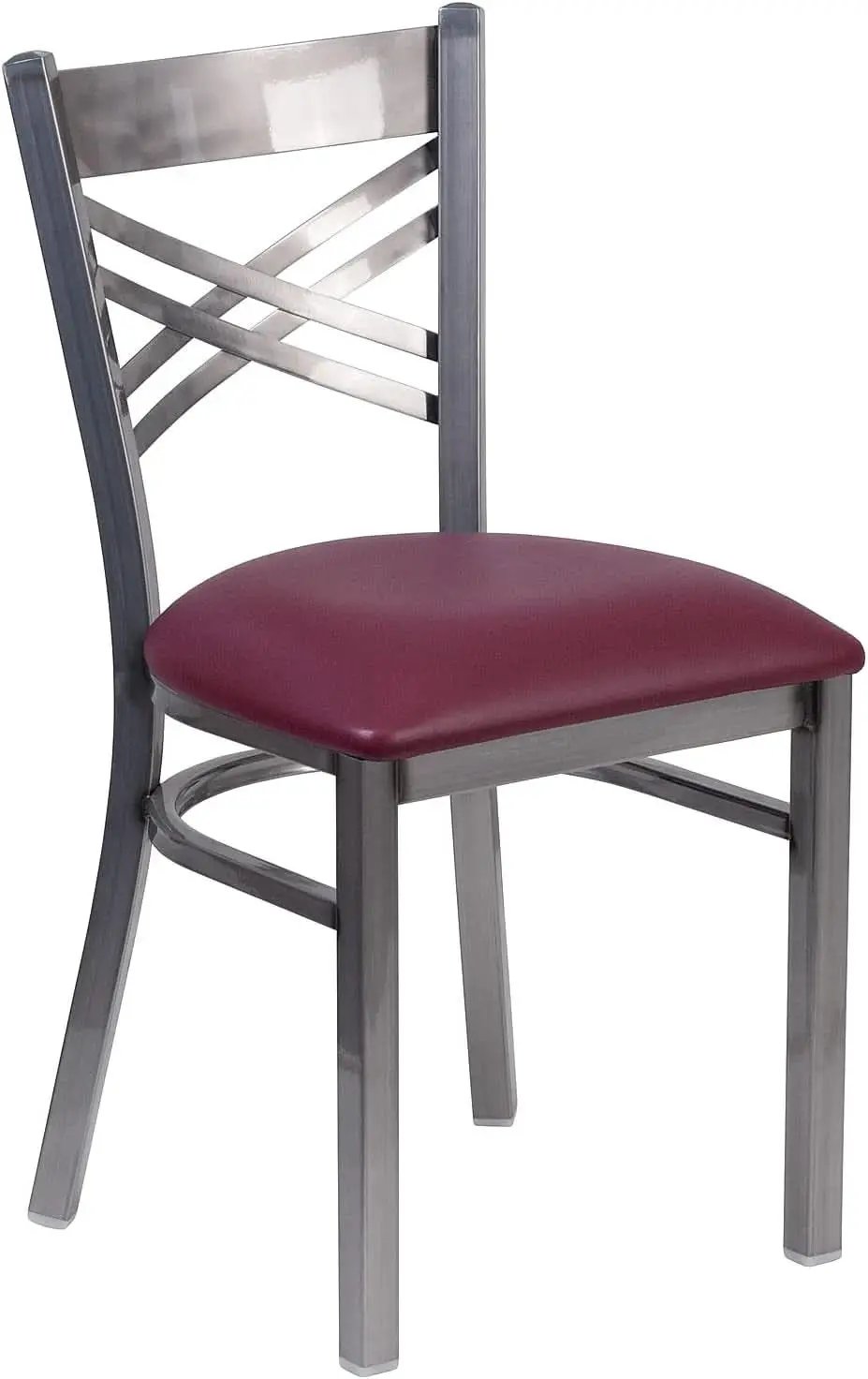Two Pack Hercules Burgundy Vinyl X Back Metal Dining Chairs For Restaurant Bar And Home Use from PriceLows™