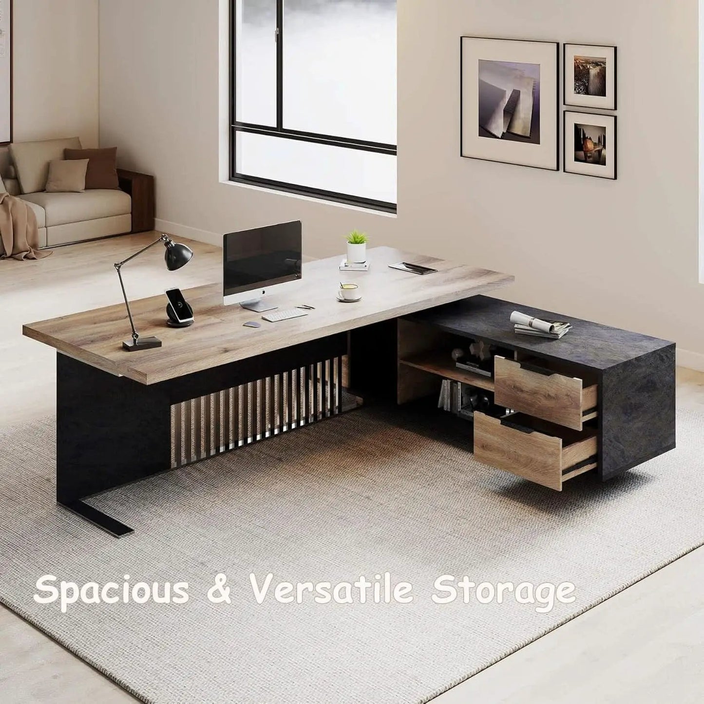 Spacious Executive Desk With Ample Storage Drawers from PriceLows™