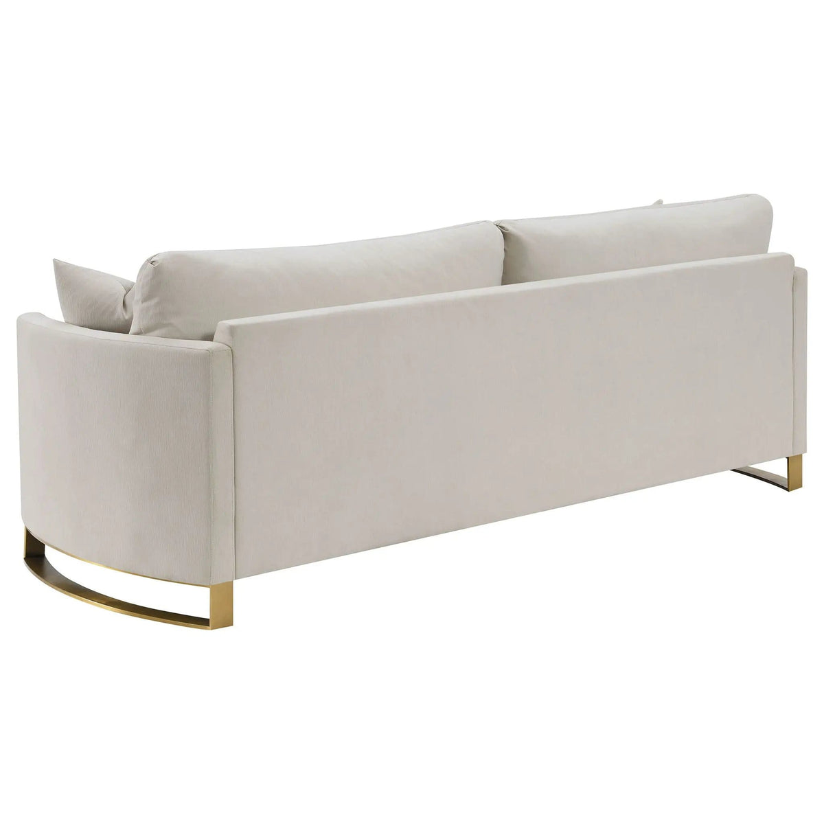 Corliss Upholstered Curved Track Arm Sofa | 91 x 36.5 x 36 in | Velvet & Stainless Steel | Beige