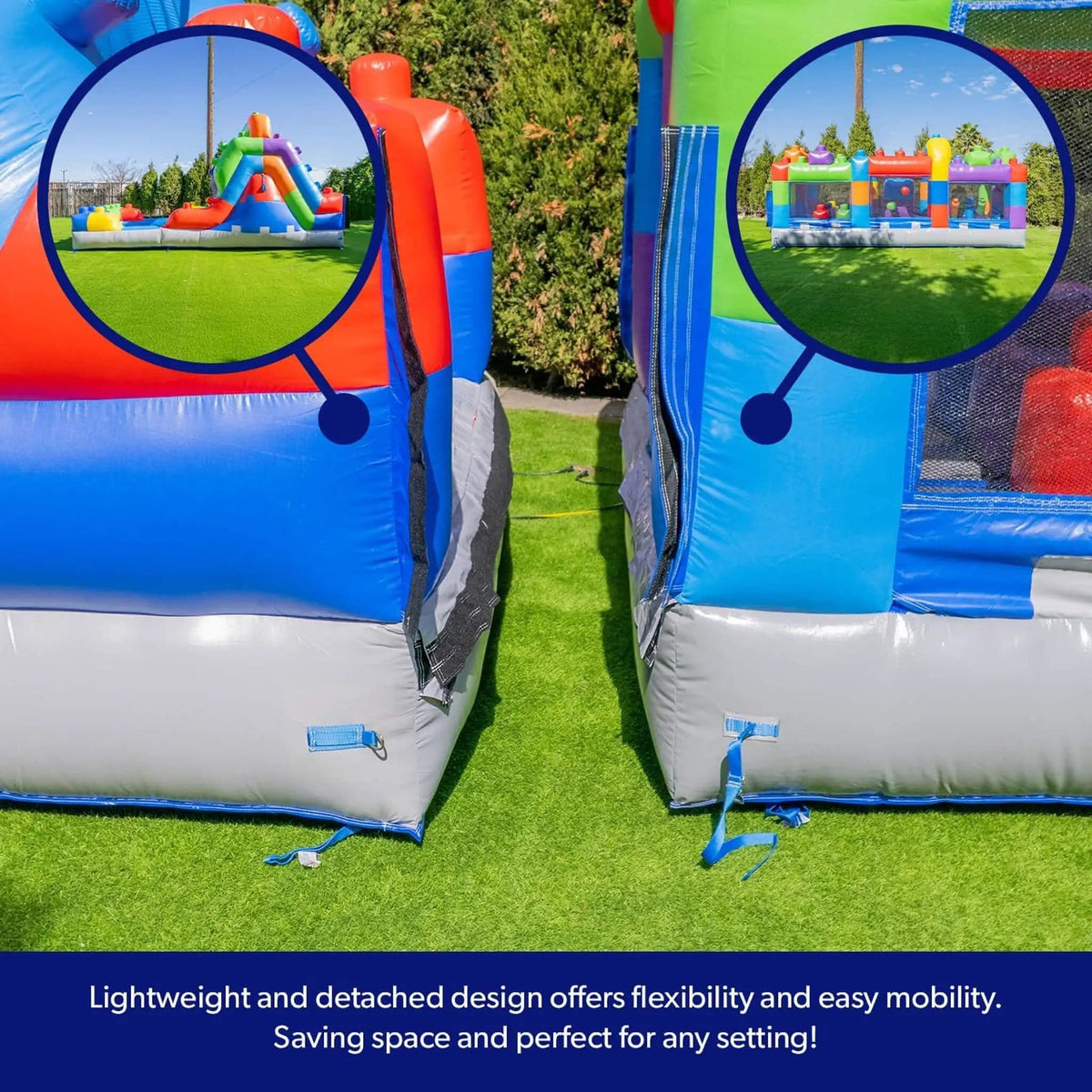 42FT Commercial Inflatable Obstacle Course With Dual Water Slide | 42 ft | Inflatable Bouncer | Home