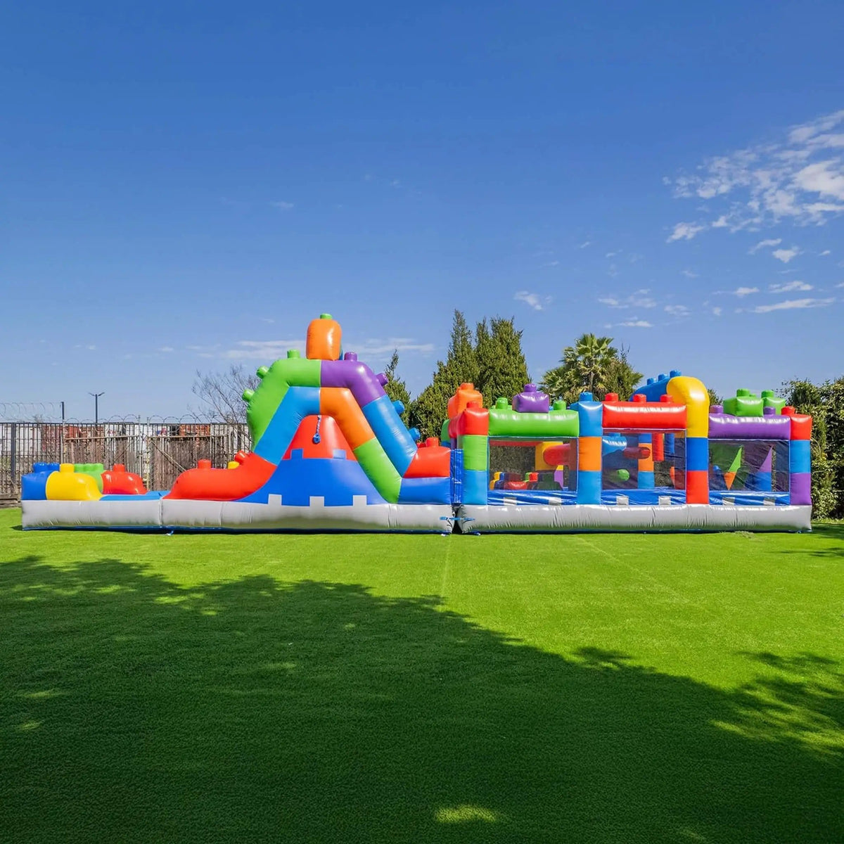 42FT Commercial Inflatable Obstacle Course With Dual Water Slide | 42 ft | Inflatable Bouncer | Home