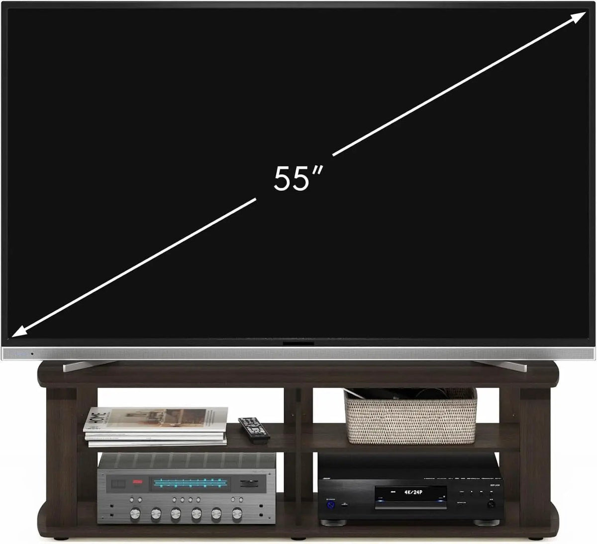 43.3 Inch Wide Dark Brown Entertainment Center TV Stand from PriceLows™