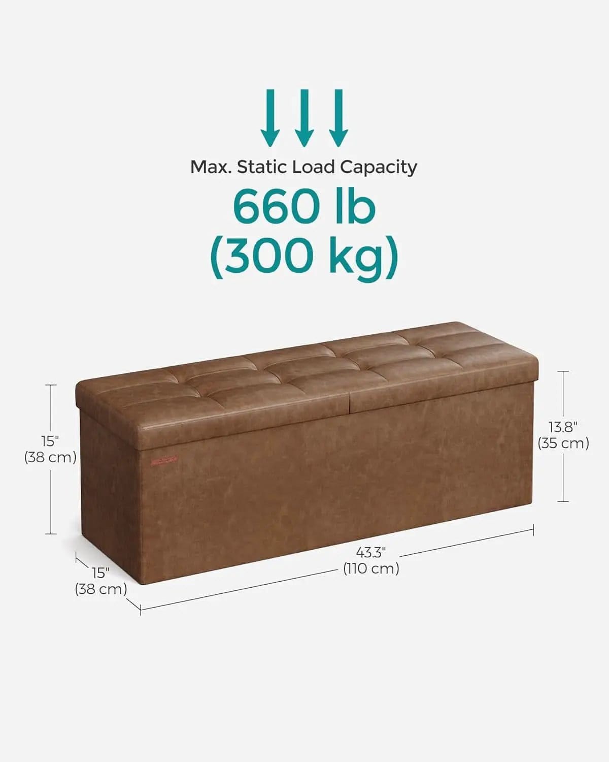 43 Inch Premium Synthetic Leather Ottoman Bench With Lid from PriceLows™