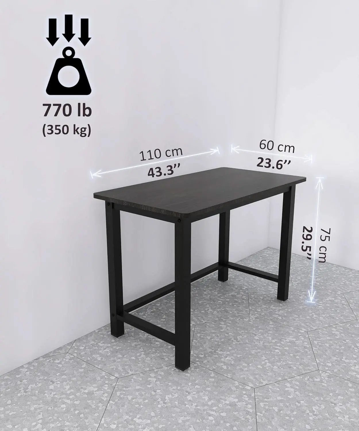 43 Inch Home Office Desk With Heavy Duty Steel Frame from PriceLows™