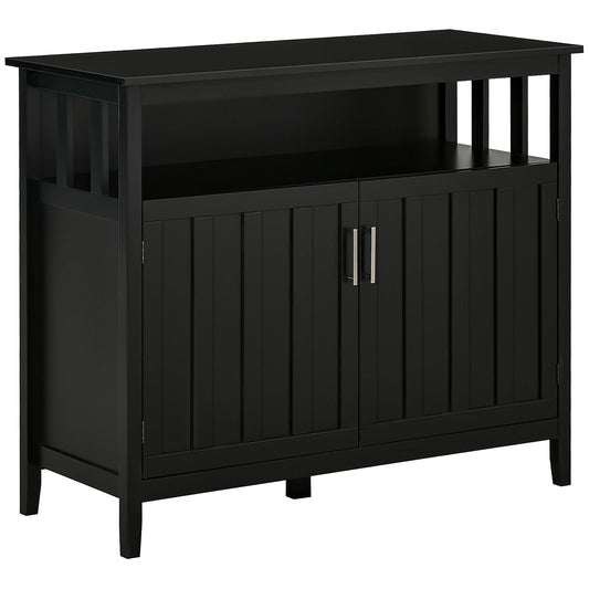 Homcom Sideboard Buffet Cabinet, Kitchen Cabinet, Coffee Bar Cabinet With 2 Doors | 41.8 x 17.8 x 35.5 in | Mdf | Black