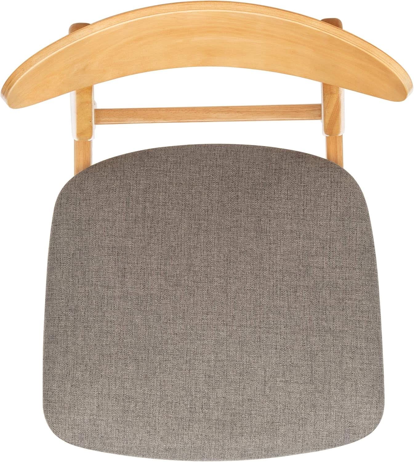 Dining Chair Set Of 2 With Grey Cushions And Natural Wood from PriceLows™