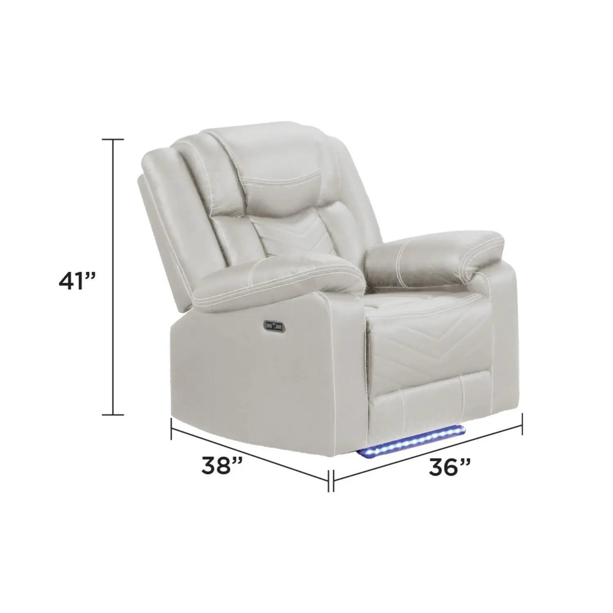 Power Recliner Chair | LED Lighting at Base | USB Charging Port