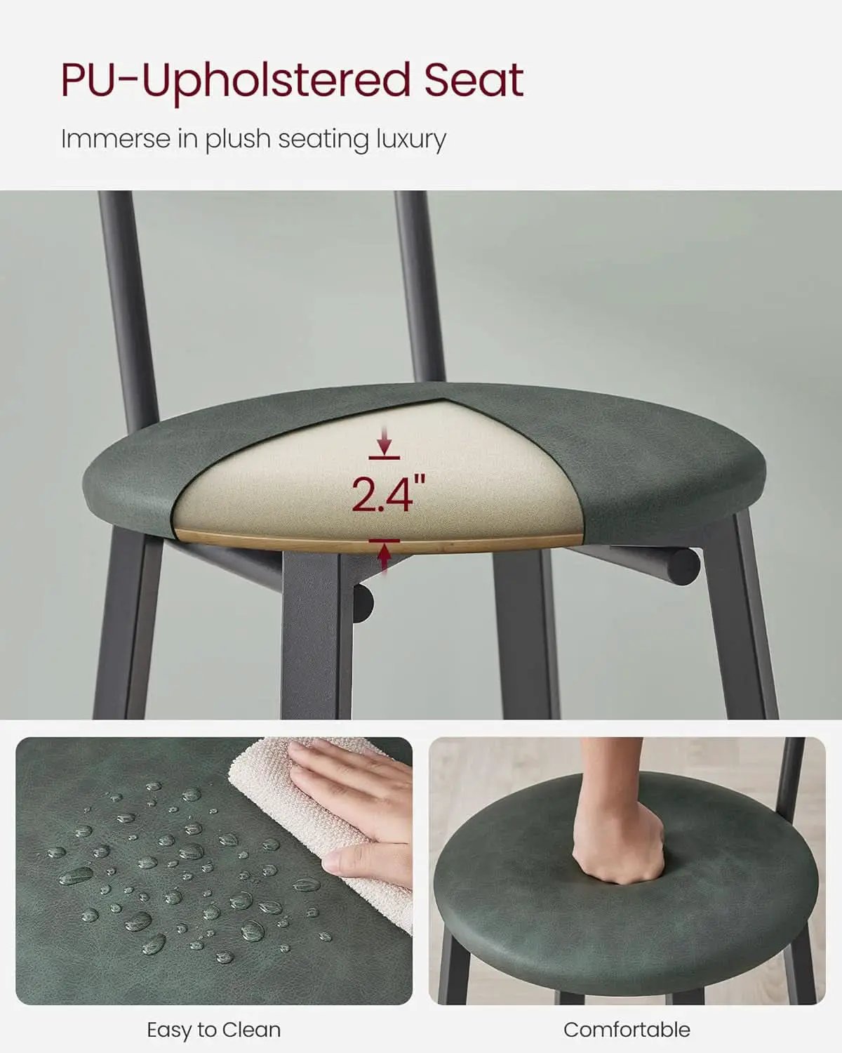 29.7 Inch PU Bar Stools Set Of 2 With Backrest And Footrest from PriceLows™