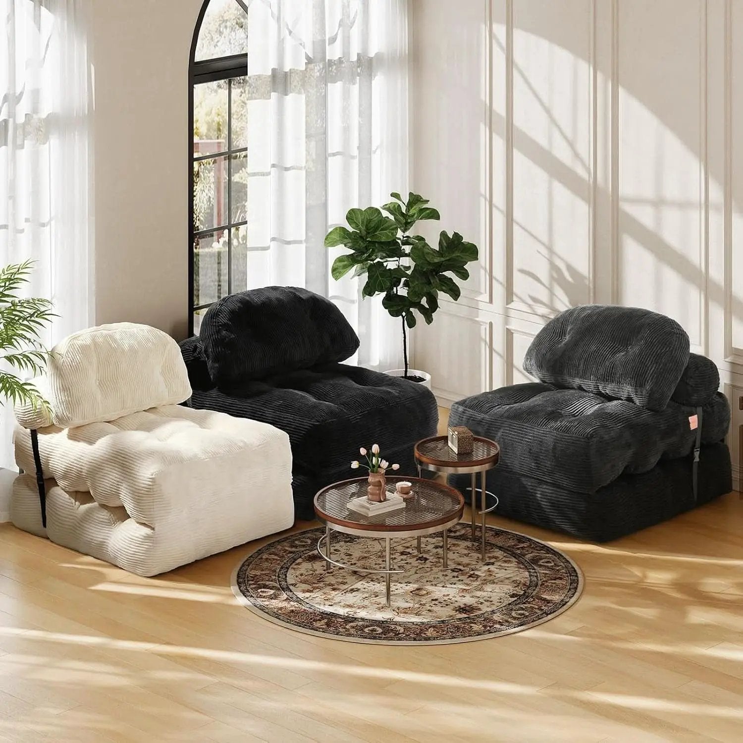 Dark Gray Folding Sofa Bed With Ergonomic Back Support from PriceLows™