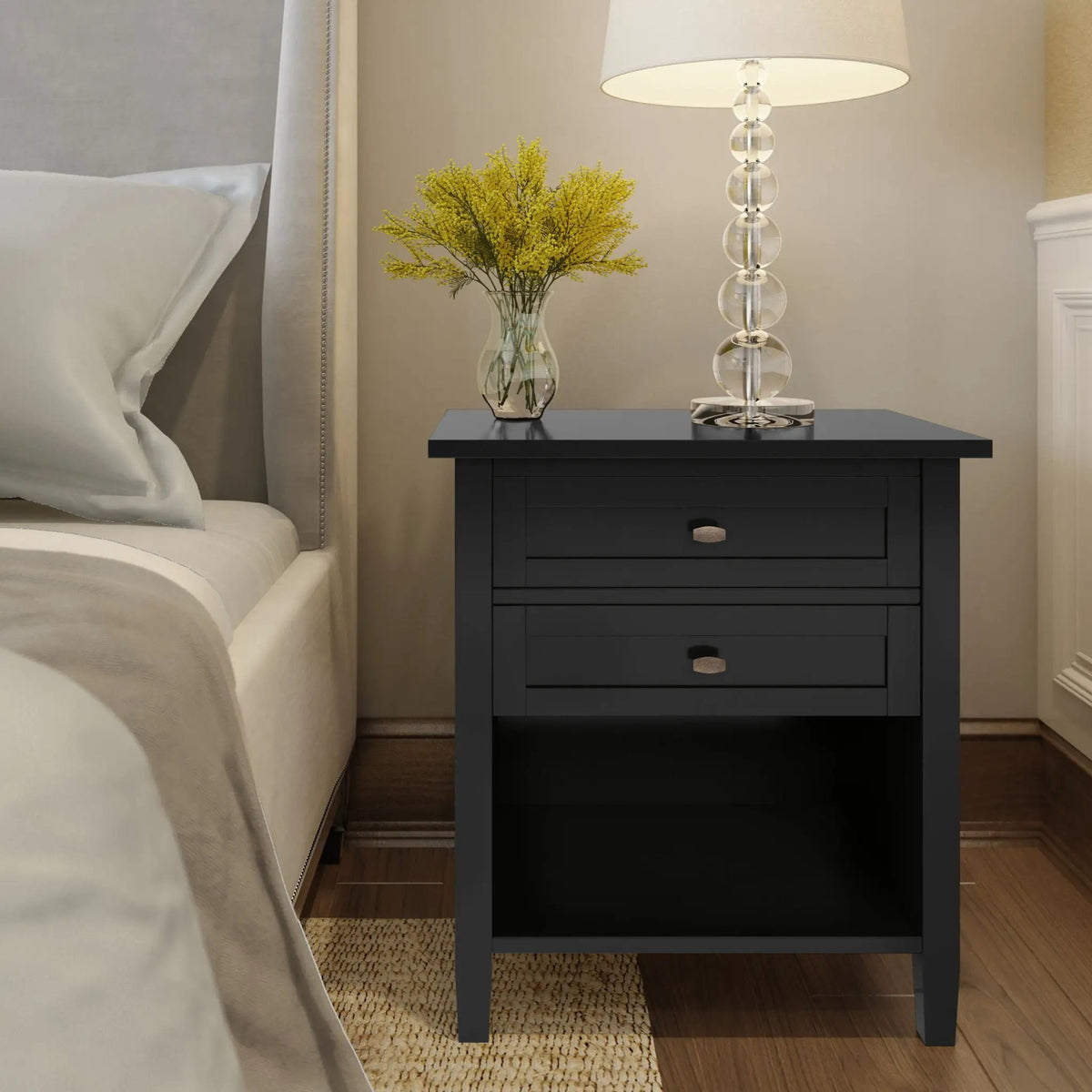 Warm Shaker Bedside Table | Handcrafted Solid Wood | NC Lacquer Finish | Multipurpose Design