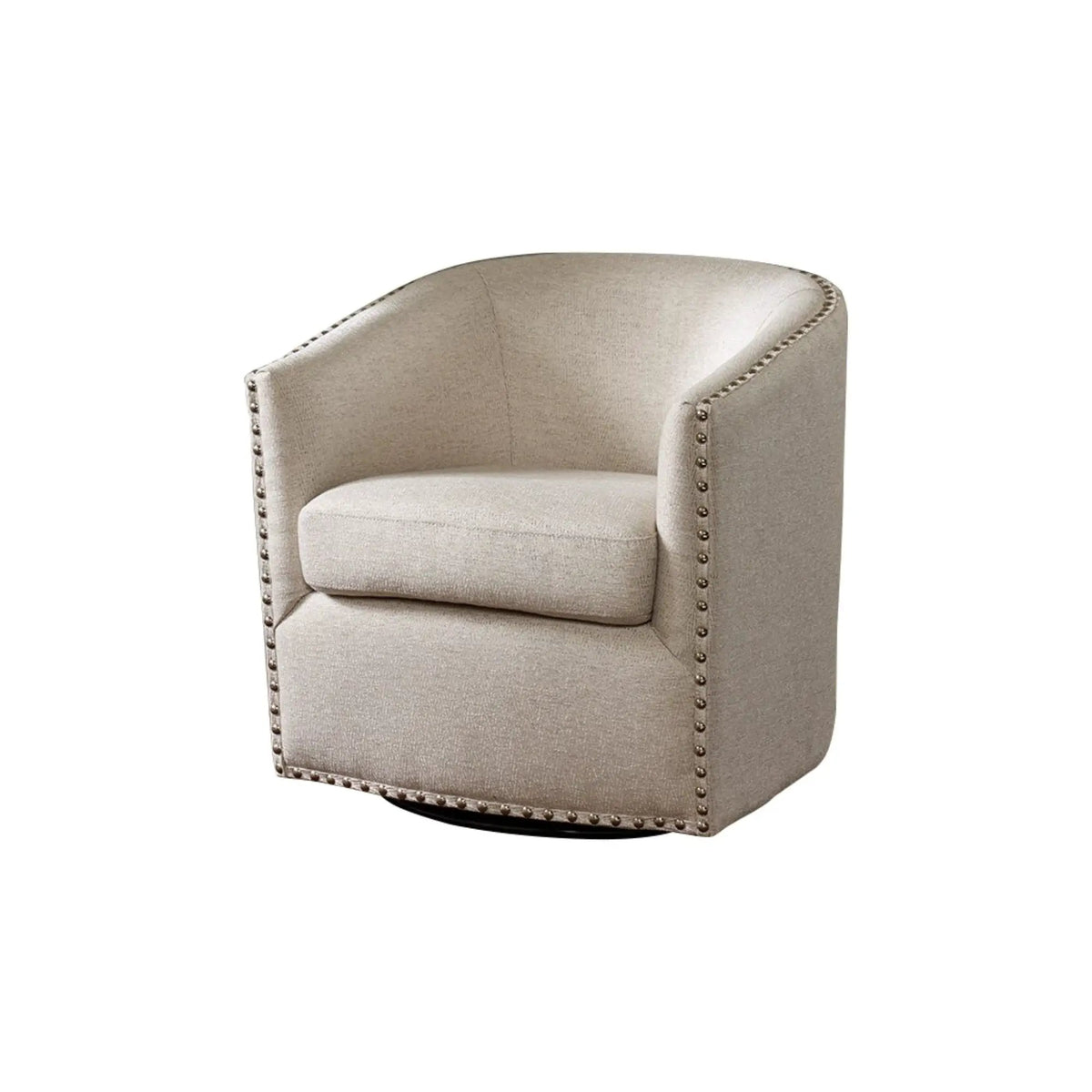 Swivel Chair With 360 Degree Rotation | Silver Nailhead Accents | Metal Base | High-Density Foam Cushion