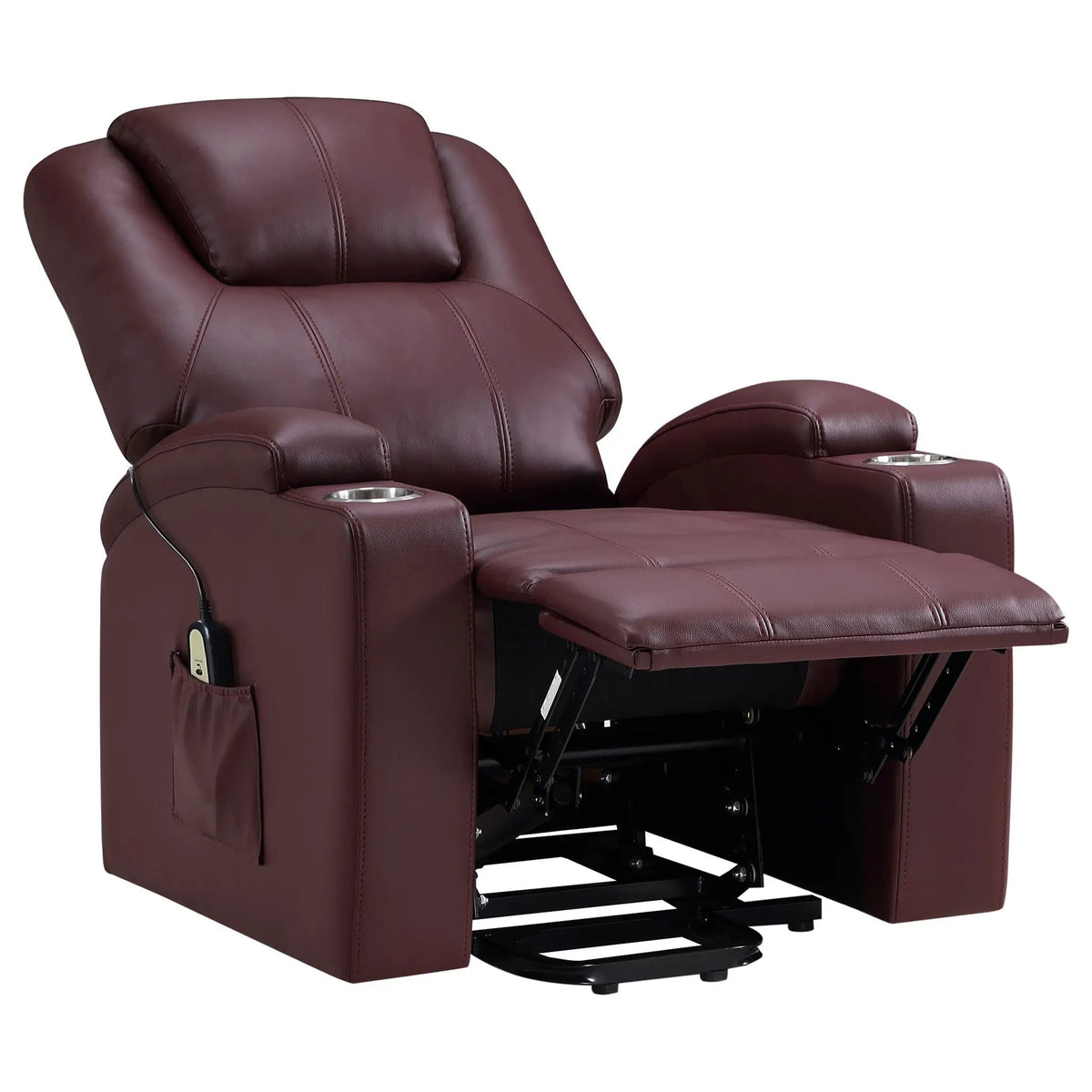 Macklin Power Lift Massage Recliner | Heat And Massage | Dual Cupholders | Smooth Upholstery