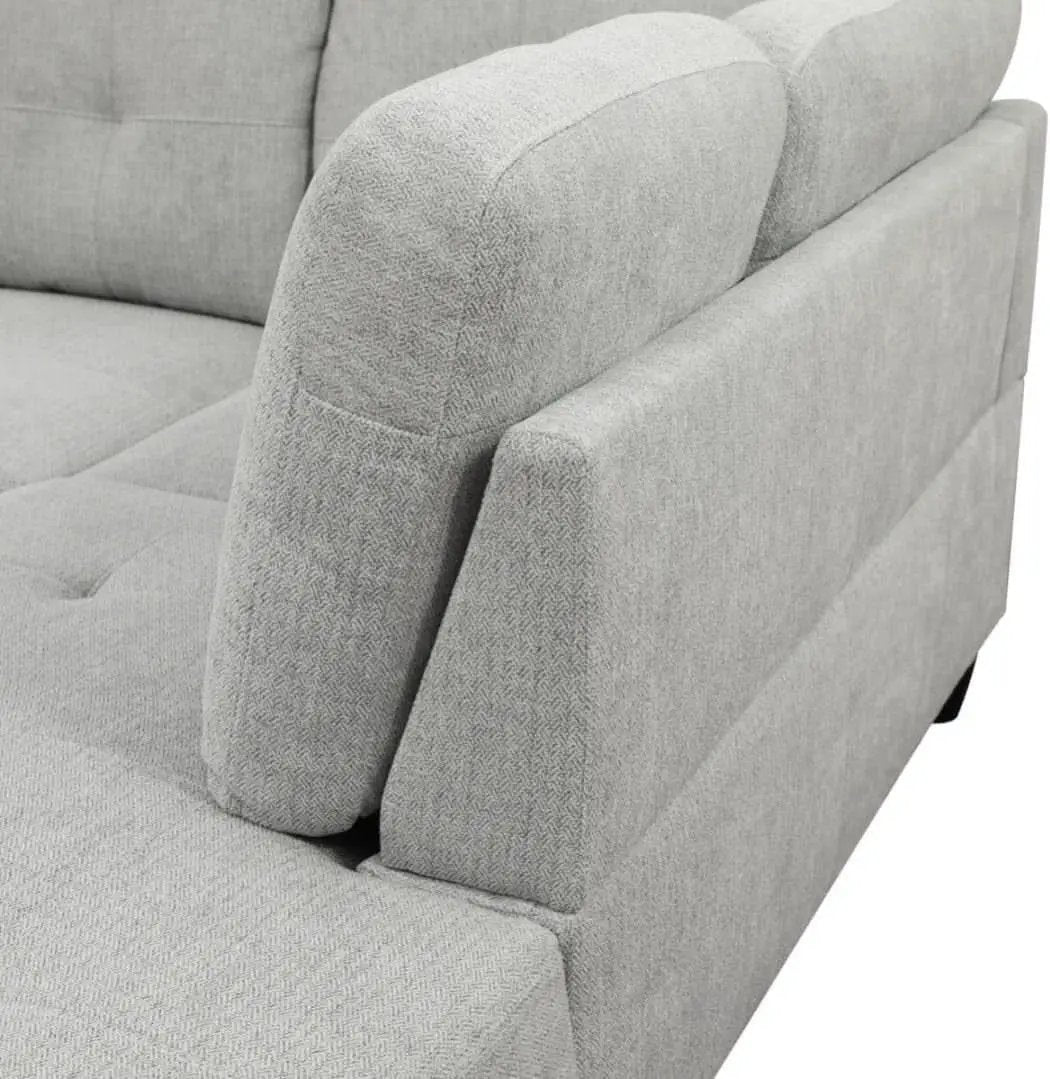 L Shaped 3 Piece Flannel Sofa With Storage Ottoman Grey from PriceLows™
