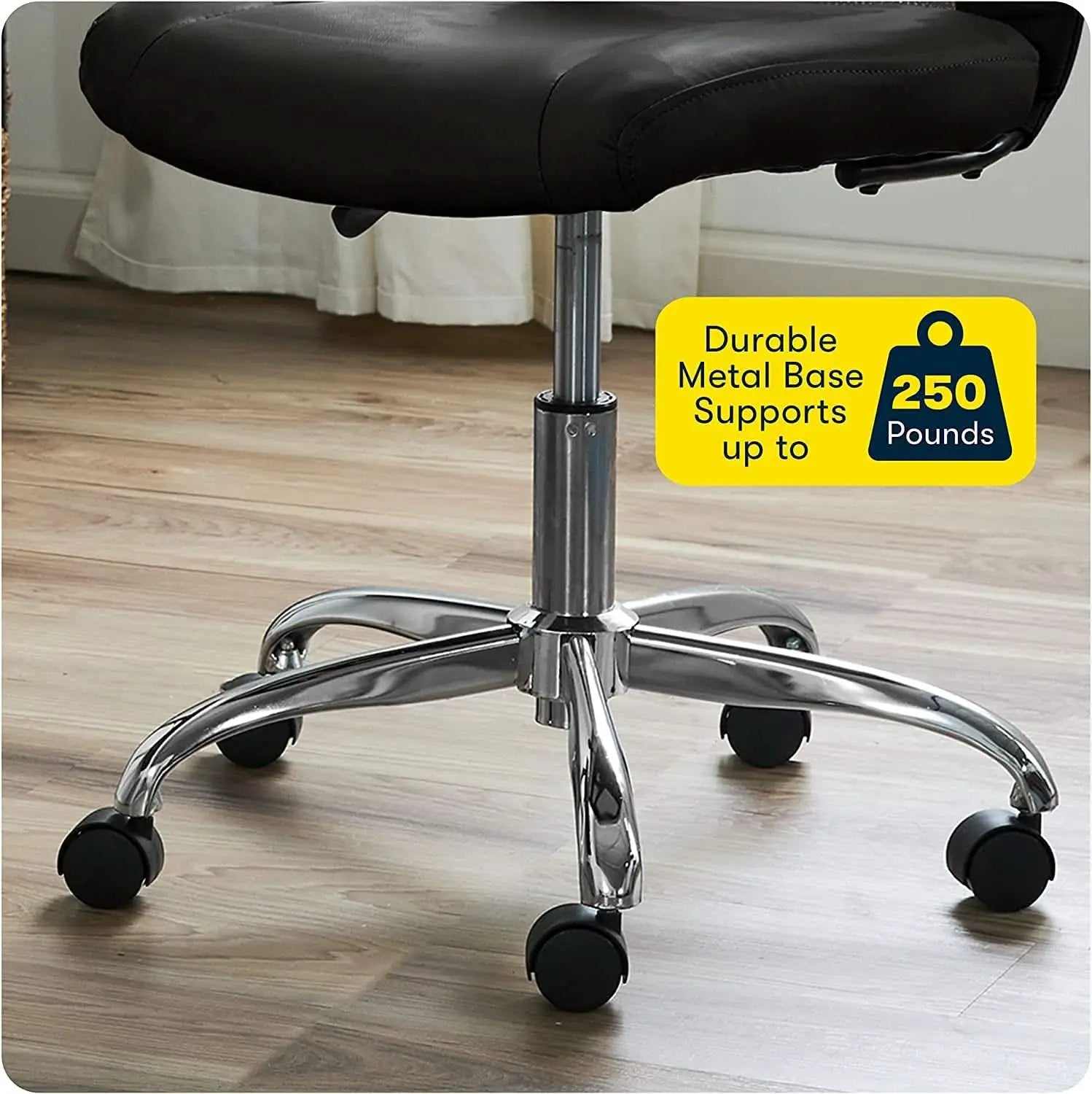 Armless Desk Chair With Mesh Back And Wheels Black from PriceLows™