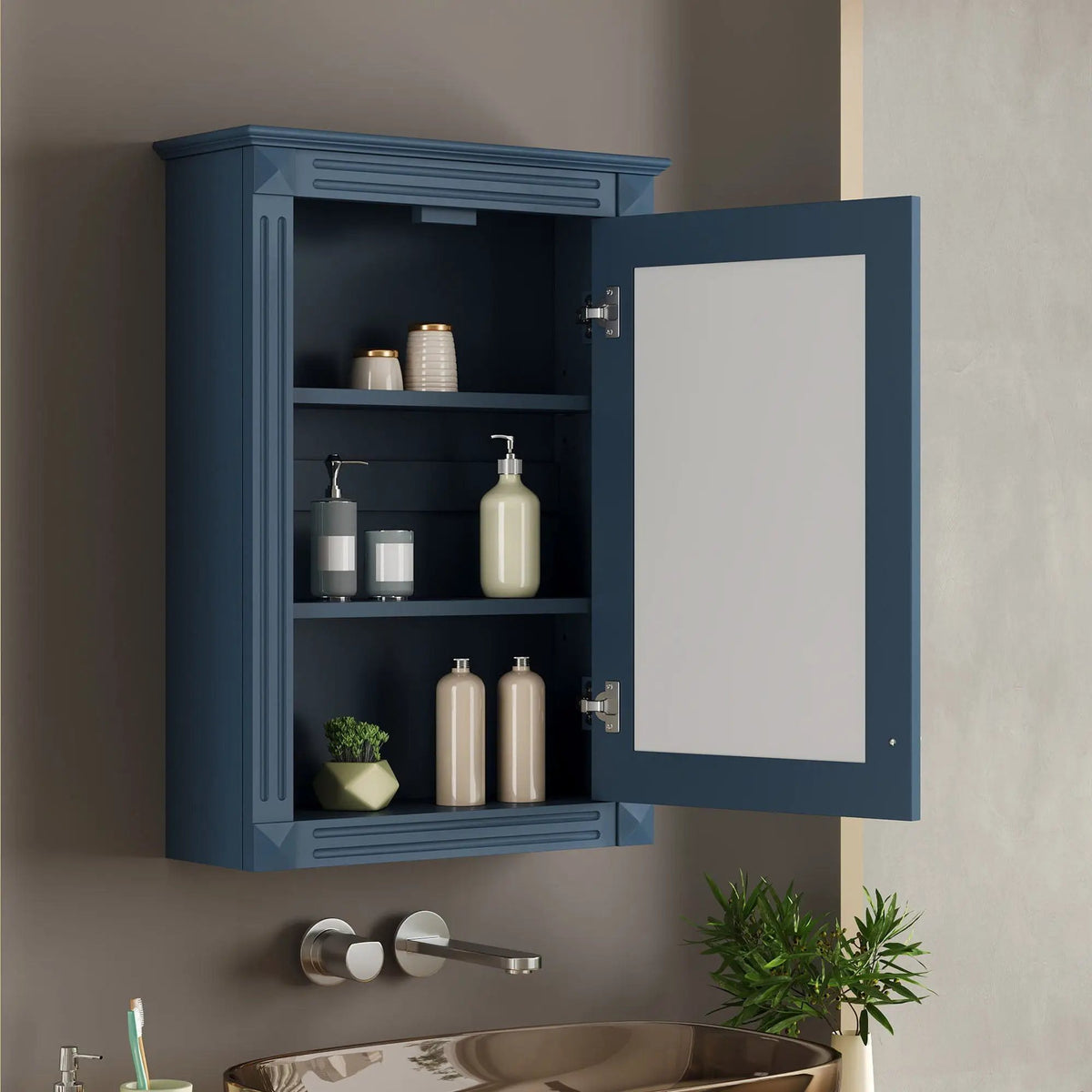 Over-Toilet Medicine Cabinet | Wall Mounted | Full-Length Mirror | Height-Adjustable Shelf