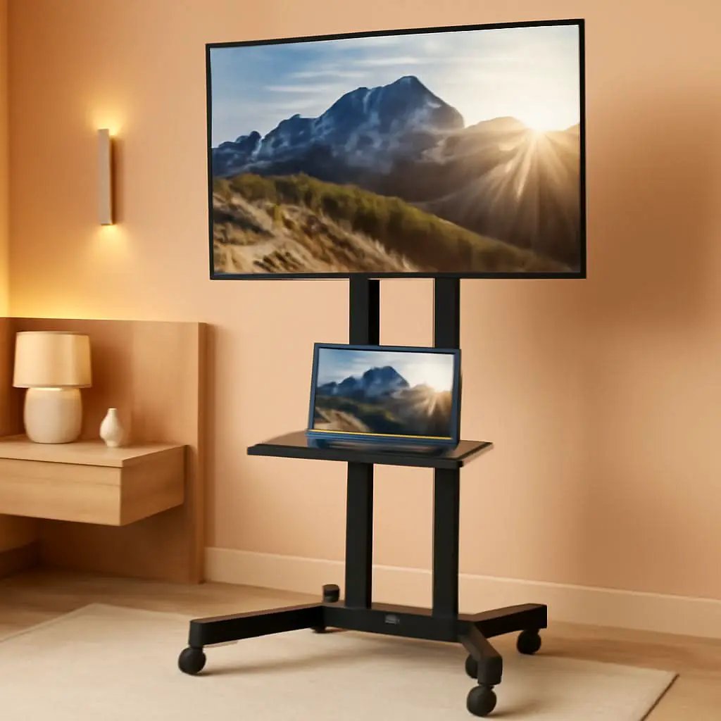Mobile TV Cart 32 to 83 Inch Adjustable Height Tilt from PriceLows™