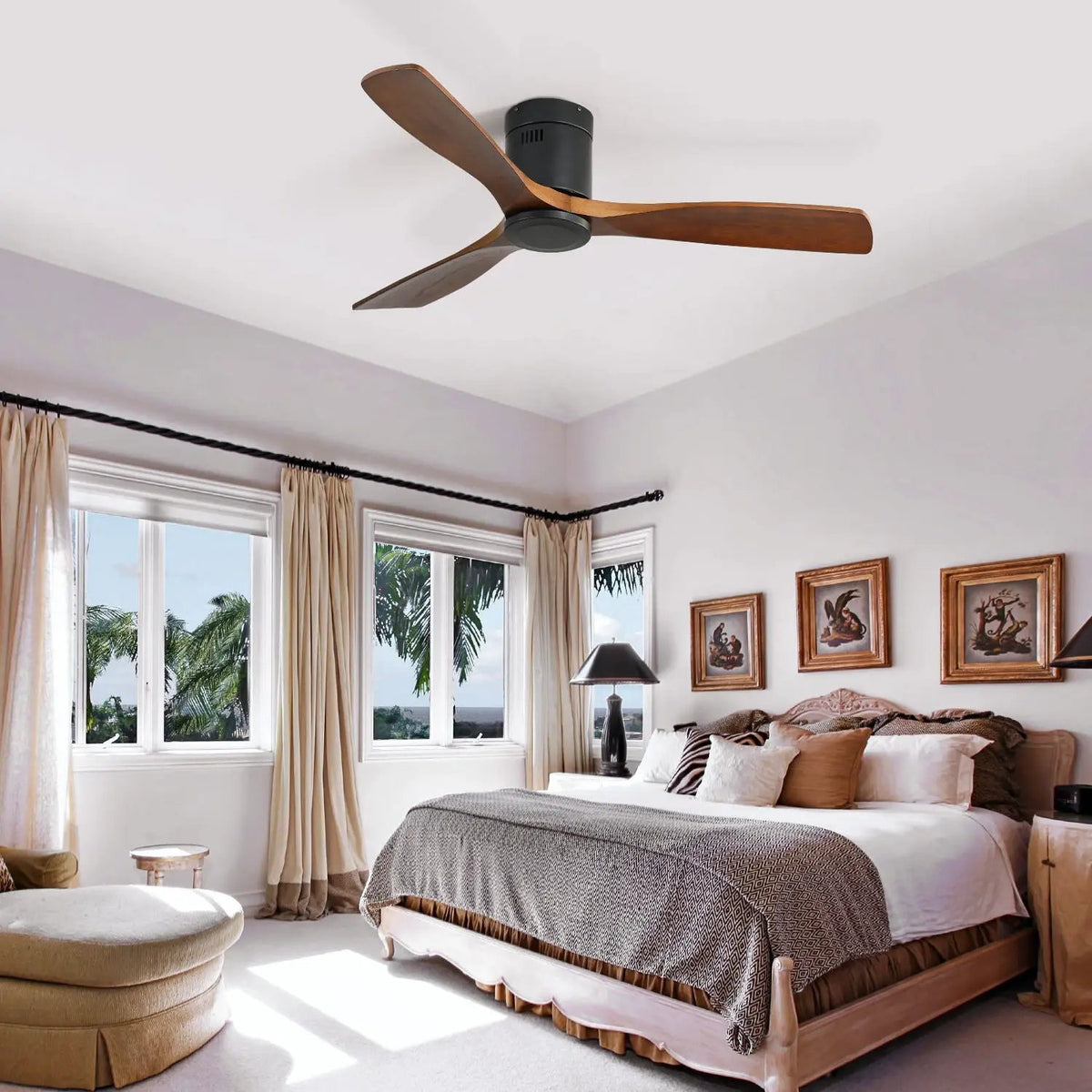 Low Profile Ceiling Fan | 52 Inch Span | 3 Blades | Noiseless Reversible DC Motor