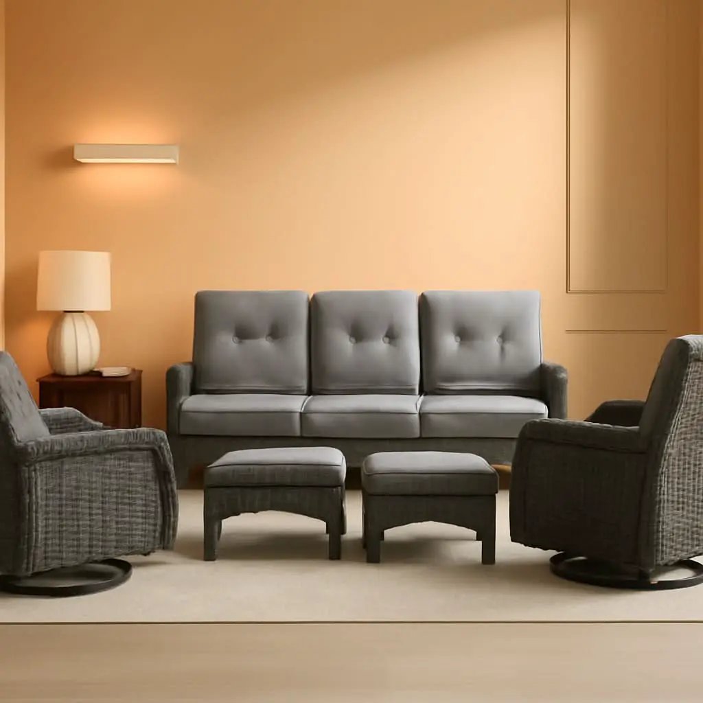 6 Piece Outdoor Patio Conversation Set Brown Wicker from PriceLows™