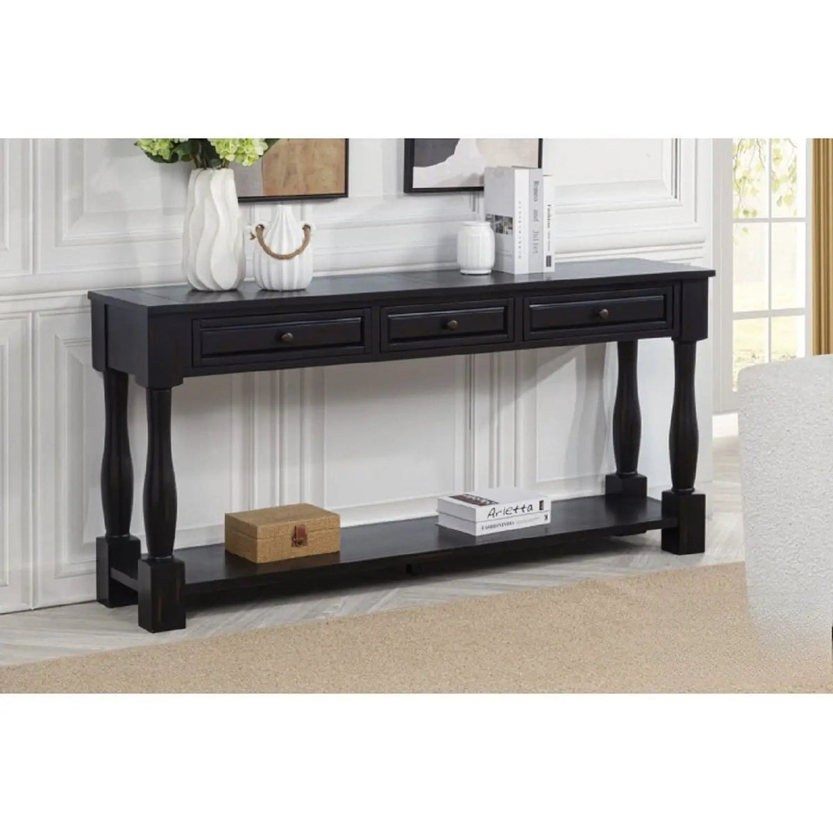 Console Table | Acacia Wood | 3 Drawers | Storage Shelf