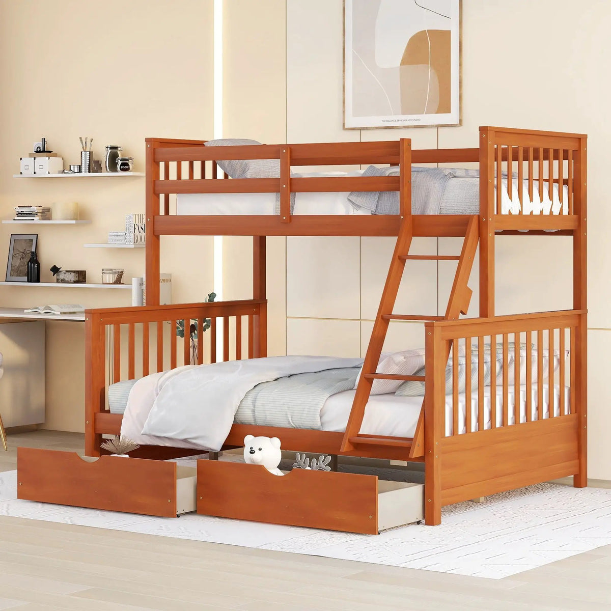 Bunk Bed With Ladders | 2 Storage Drawers | Space-Saving Design | Sleepover Ready