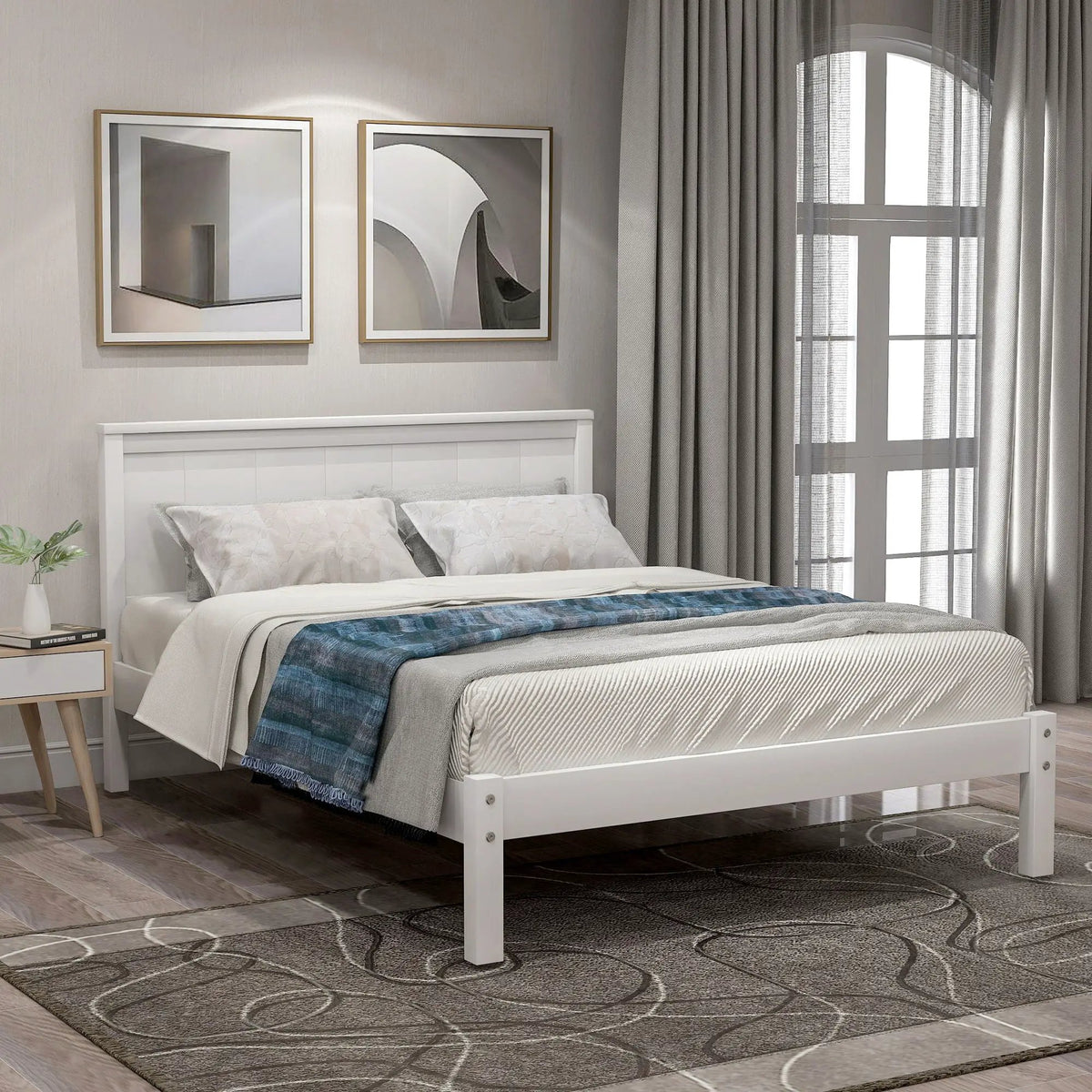 Platform Bed Frame With Headboard | Espresso Finish | Durable Pine Wood