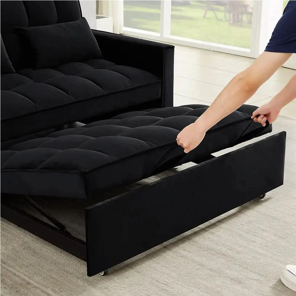 Velvet Sofa Bed With Adjustable Sleeper For Small Spaces from PriceLows™