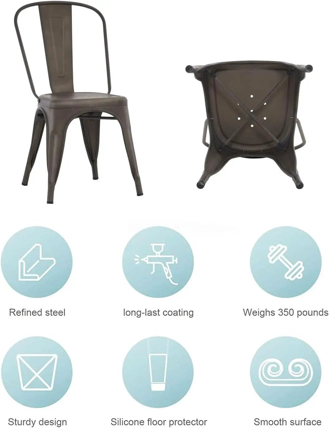 Tolix Style Metal Dining Chair 18 Inch Stackable Set Of 4 from PriceLows™