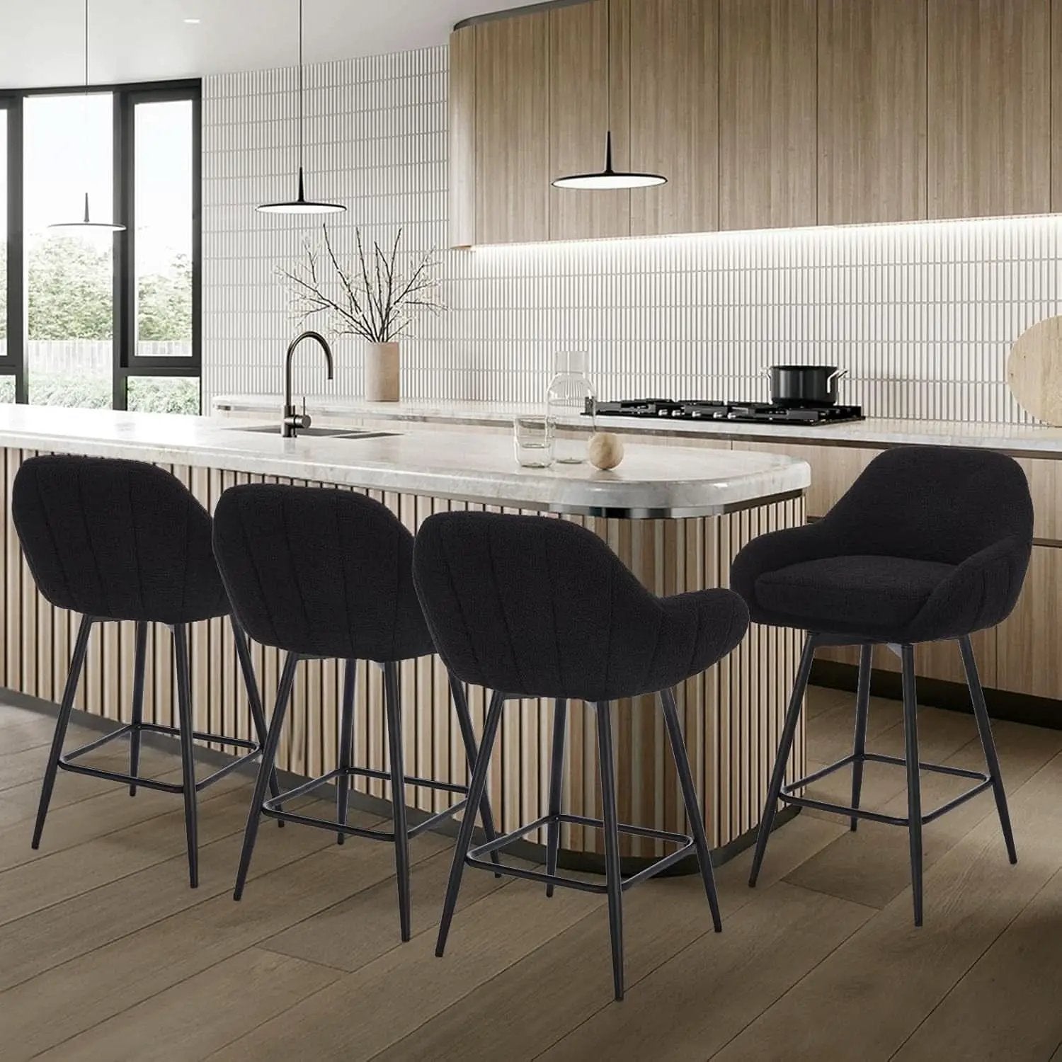 Modern Swivel Bar Stools Set of Two Comfortable Design from PriceLows™