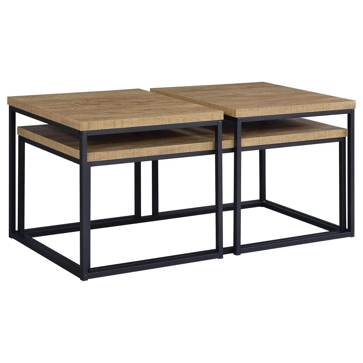 Straden 3-piece Engineered Wood Coffee Table Set Mango and | 3-Piece Set | Mango Wood & Metal | Black