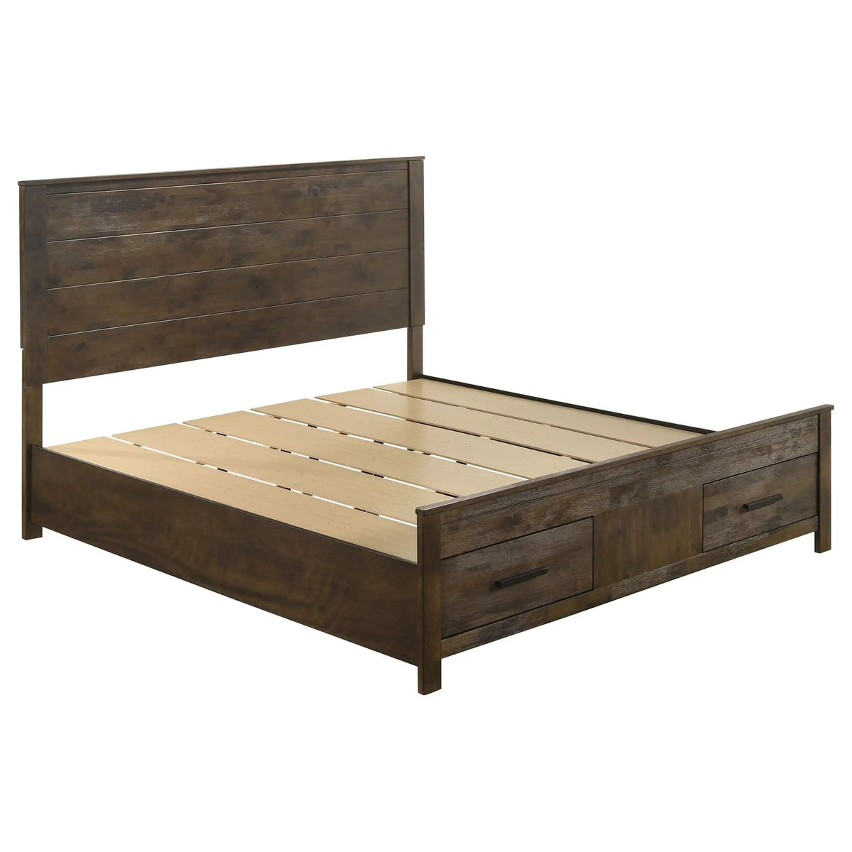 Woodmont Eastern King Storage Bed Rustic Golden | 79.75 x 83.75 x 54 in | Veneer | Brown