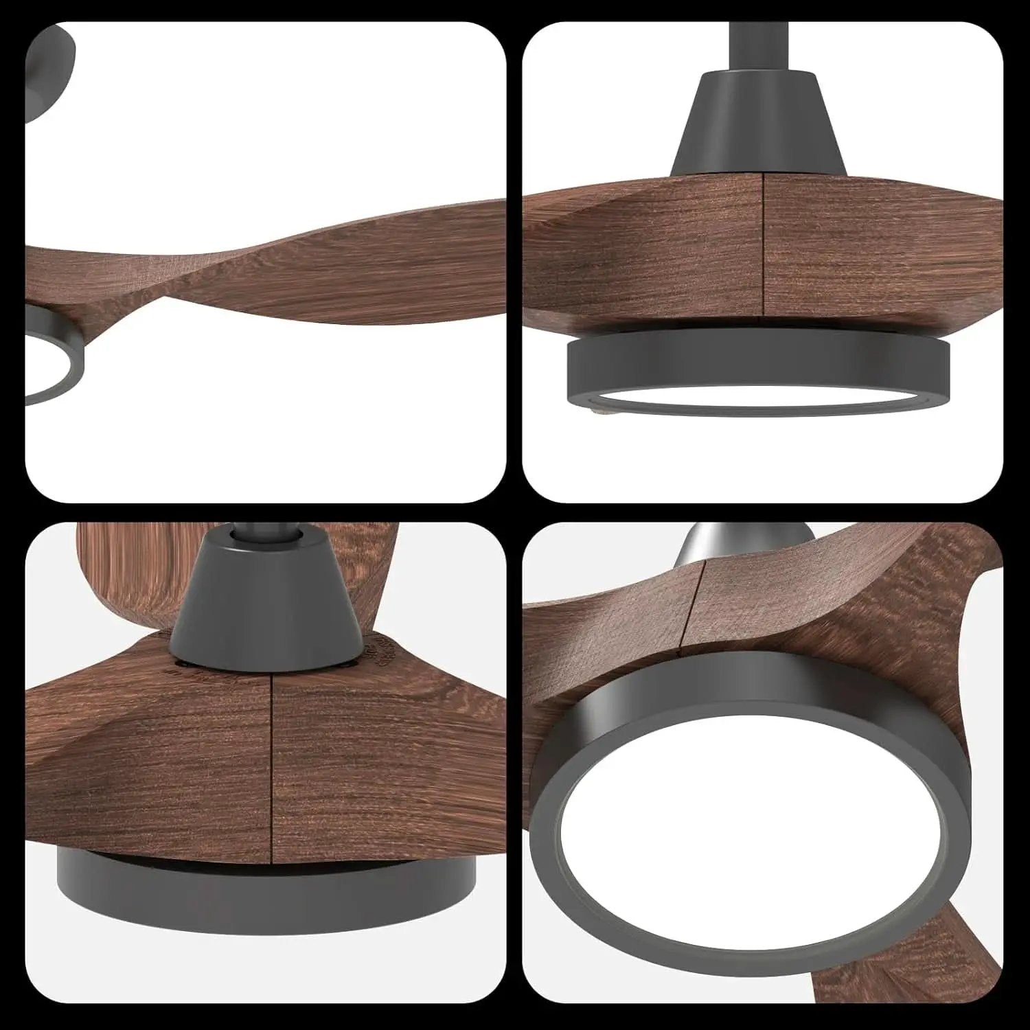 52 Inch Black Ceiling Fan With Lights And Remote Control from PriceLows™