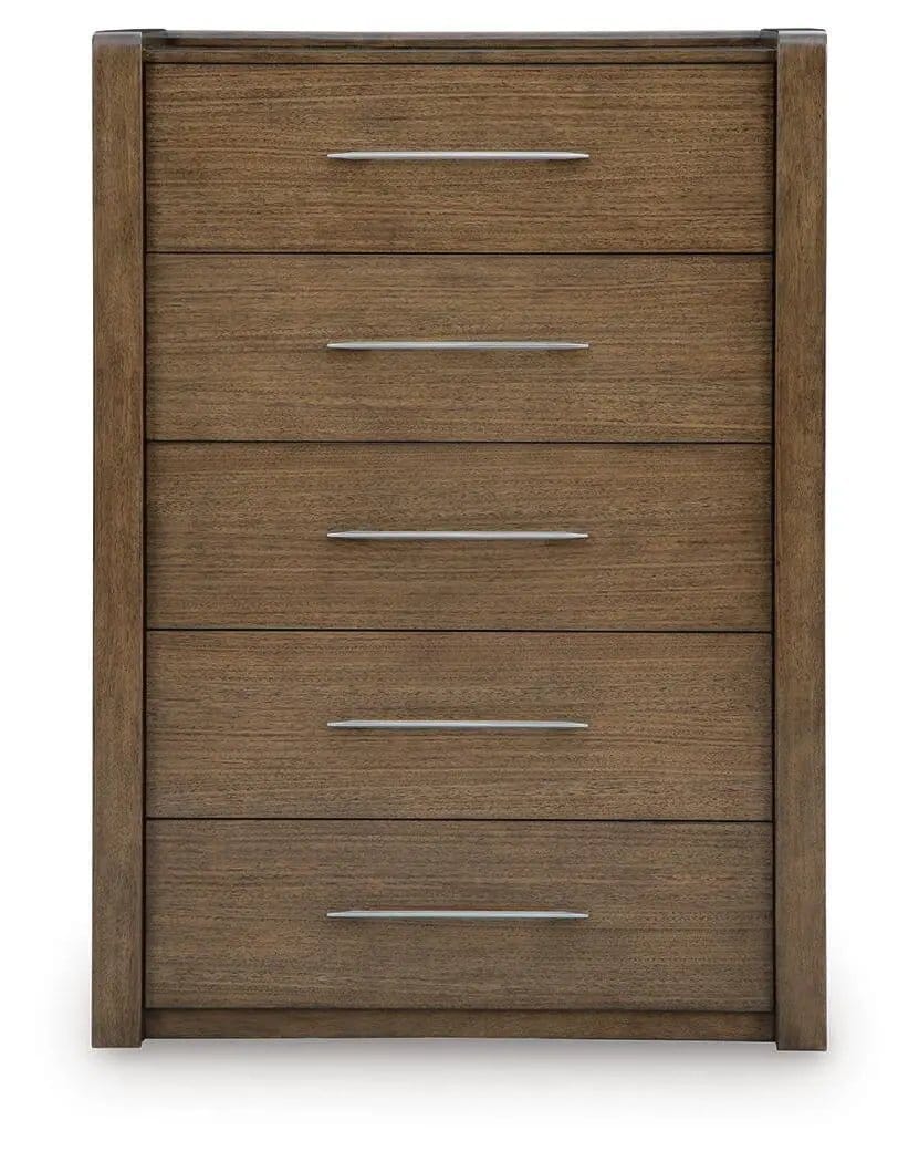 Marxmore Five Drawer Chest | 40 x 20.88 x 56.25 in | Mdf & Veneer | Brown