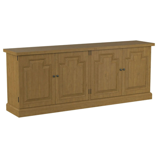 Florence 4-door Dining Sideboard Buffet Cabinet Rustic | 90 x 19 x 34.75 in | Metal & Plywood | Honey