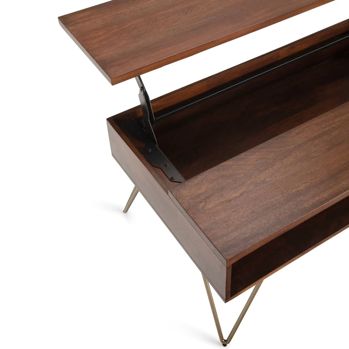 Hunter Lift Top Coffee Table | Handcrafted Solid Mango Hardwood | Split Lift Top | Large Storage Area