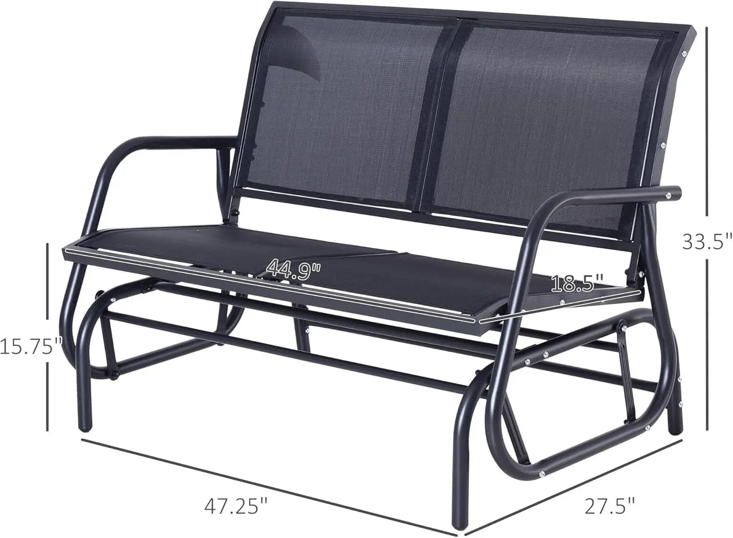 Two Person Outdoor Glider Bench with Steel Frame from PriceLows™