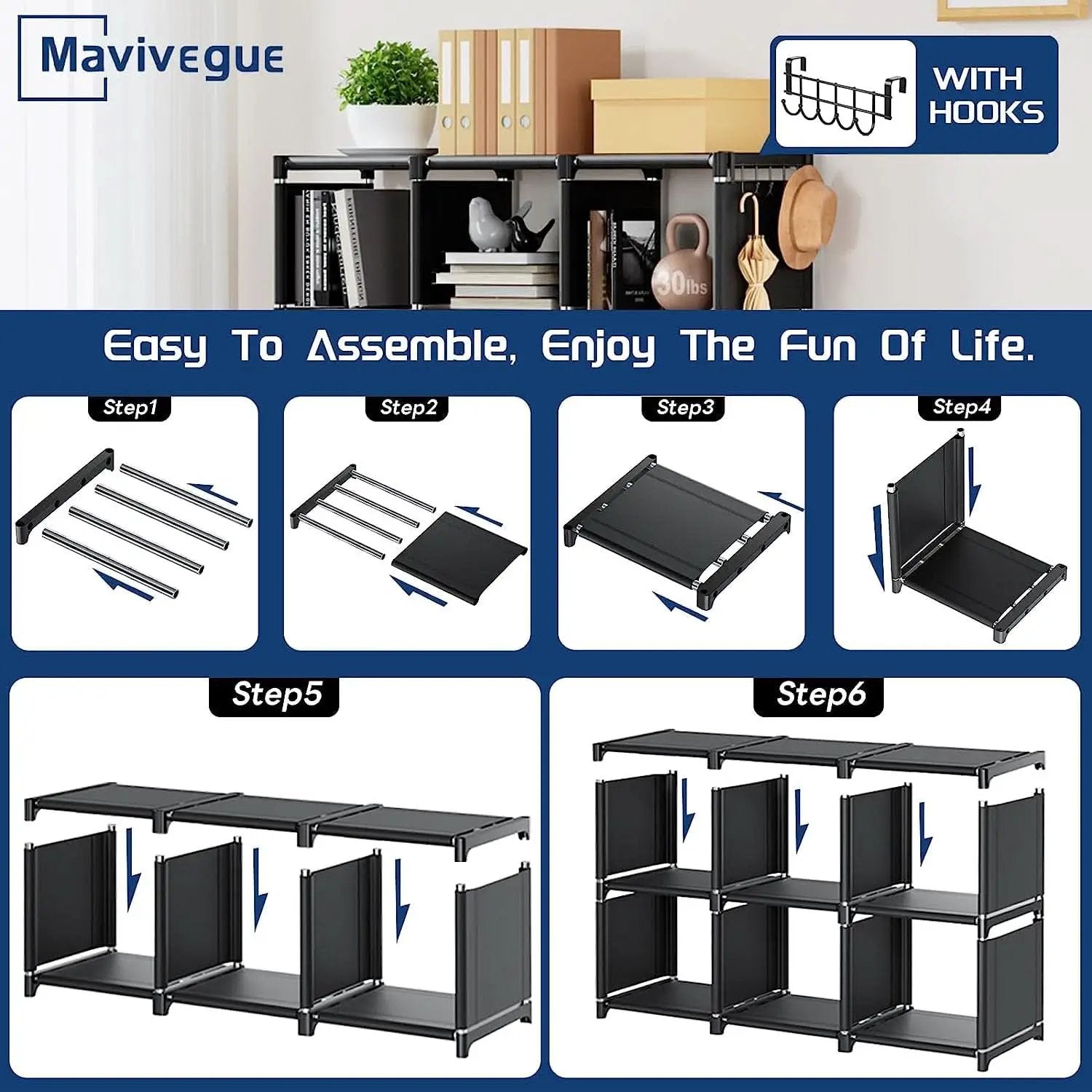 Black Twelve Cube Metal Bookcase System For Home Office from PriceLows™