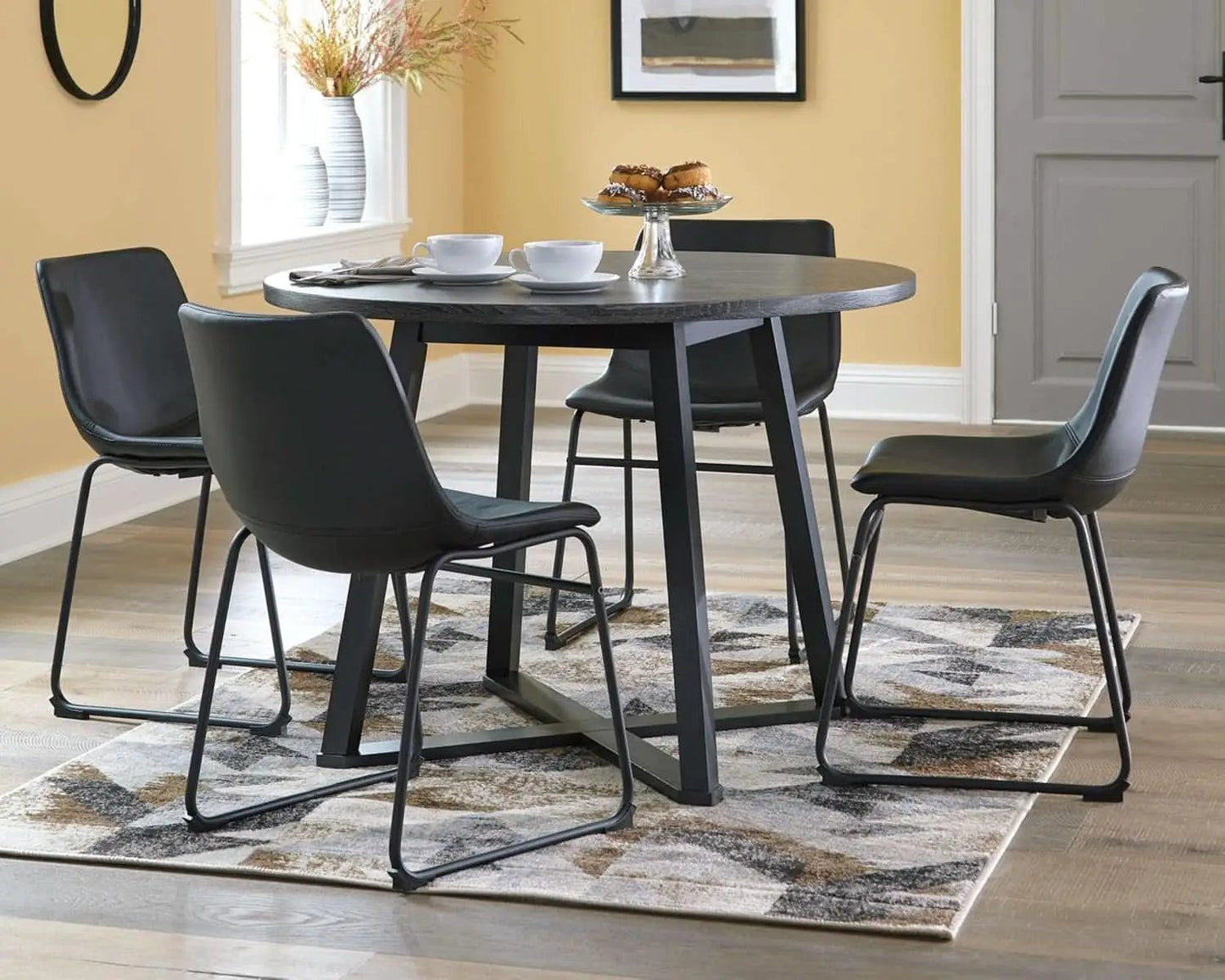 Centiar Mid Century Round Dining Table Gray Metal Legs from PriceLows™