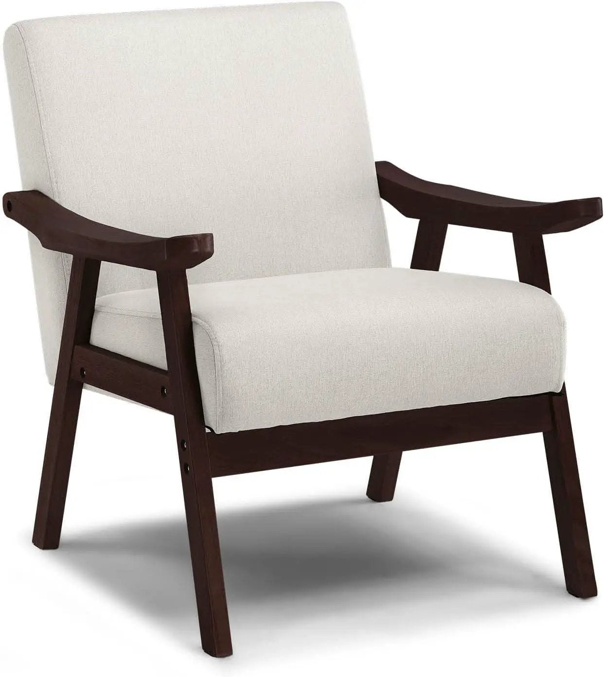 Beige Upholstered Modern Midcentury Solid Wood Armchair With Cushions from PriceLows™