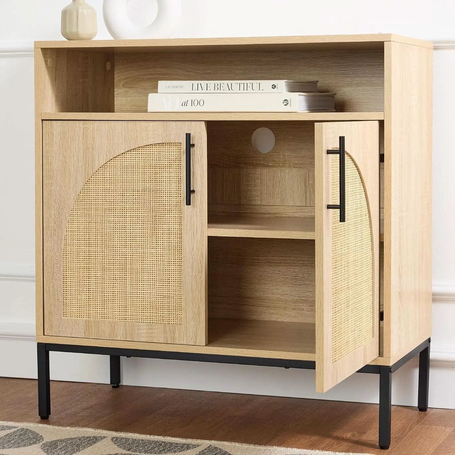 Rattan Sideboard Buffet Cabinet Natural Color Cord Cutout from PriceLows™