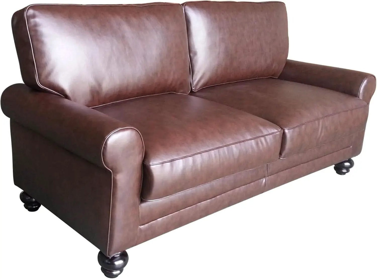 Copenhagen Rolled Arm Loveseat Chestnut Bonded Leather from PriceLows™
