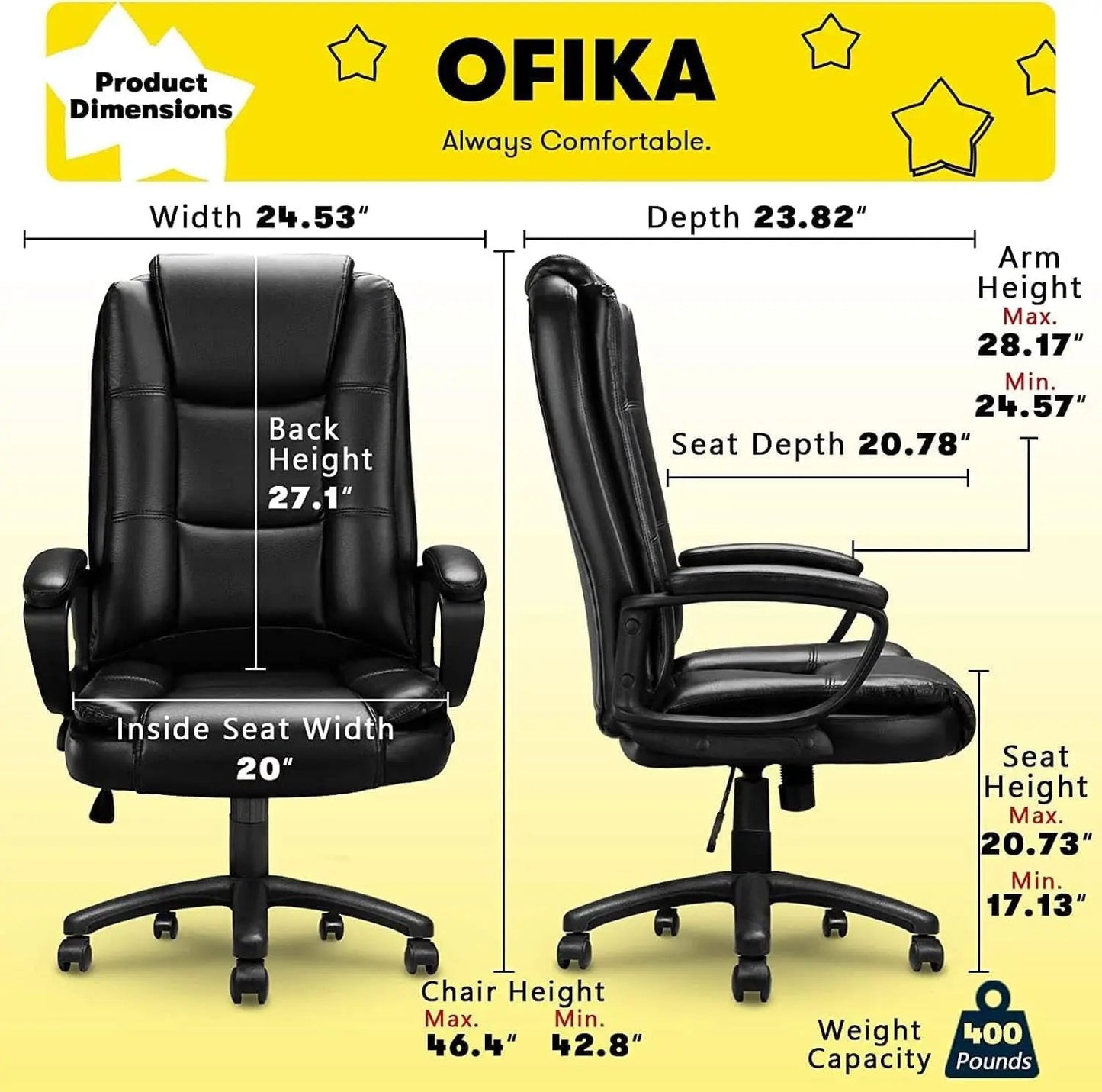 Big And Tall Ergonomic Office Chair Adjustable Armrests from PriceLows™