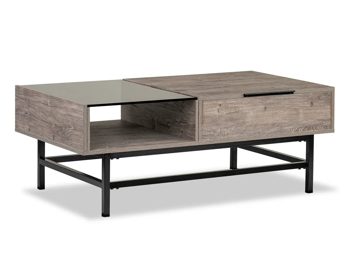 Fenwick Rectangular End Table | Whitetail Brown Finish | Matte Black Metal | Industrial Style