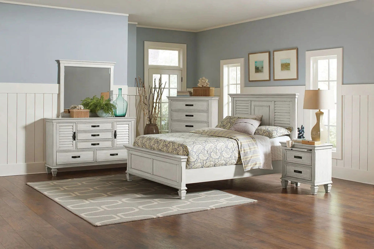 Franco 5-piece Eastern King Bedroom Set Distressed | 5-Piece Set | Bedroom Furniture | White