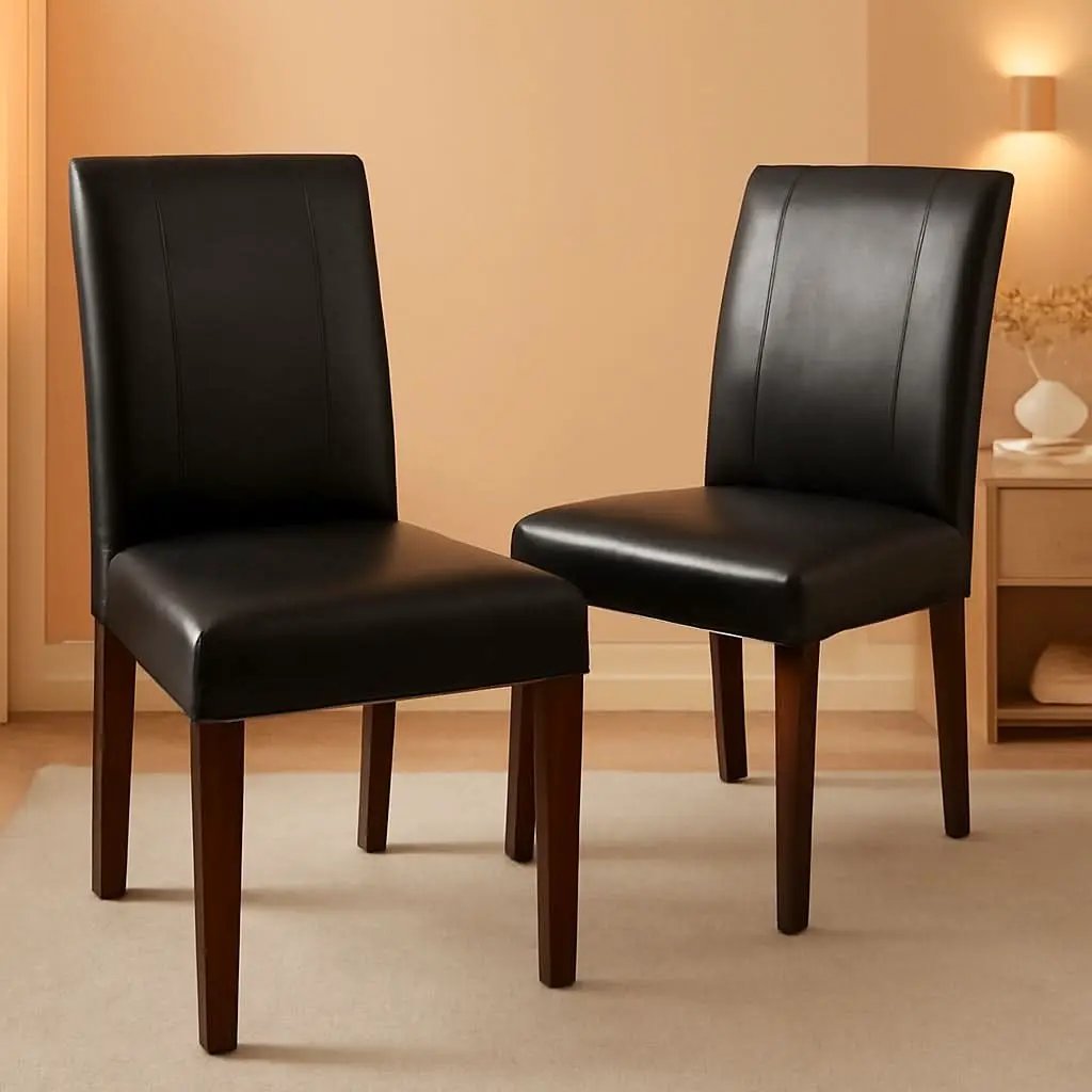 Parson Chair Leatherette Padded Black Urban Set Of 2 from PriceLows™