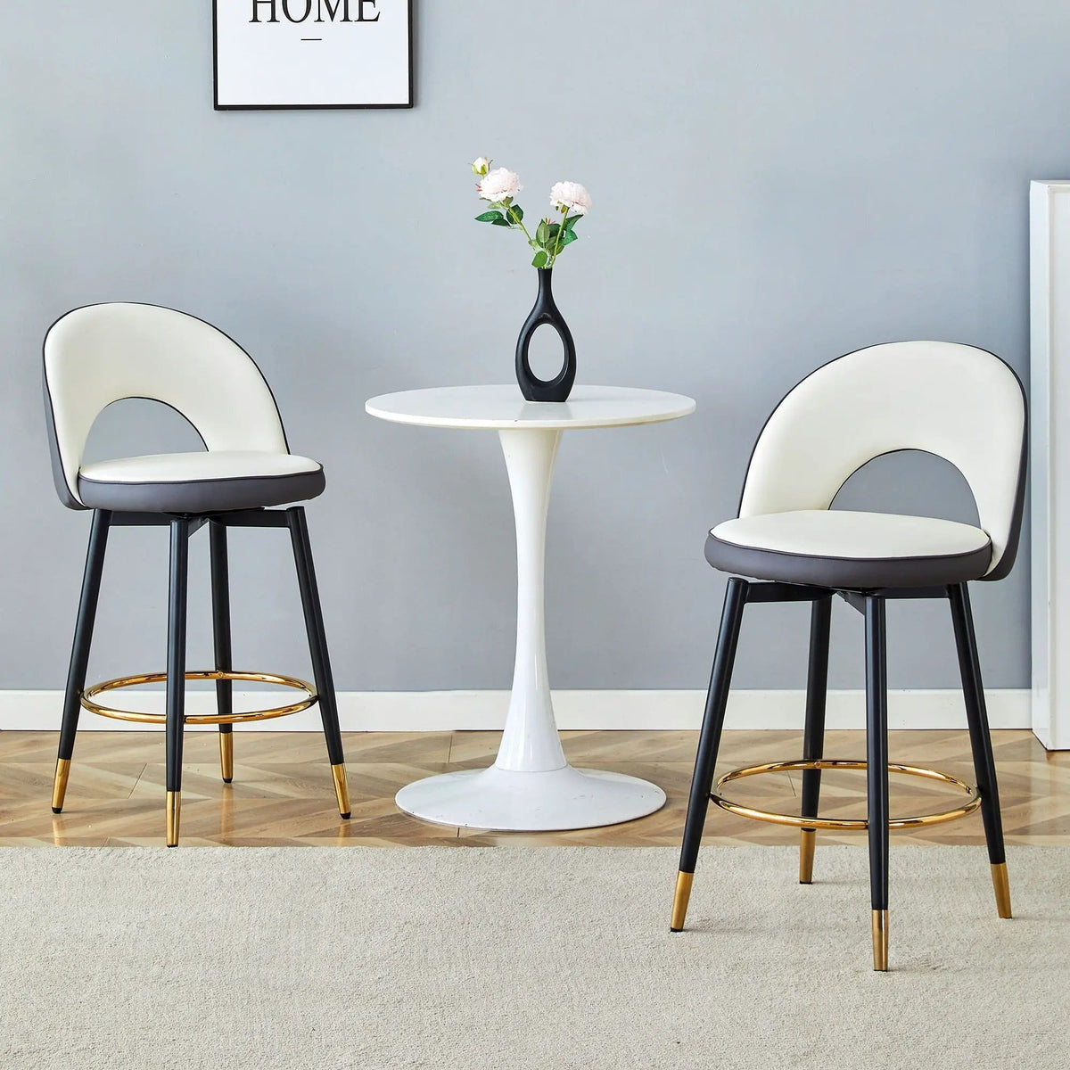 Upholstered Rotatable Bar Chair With Metal Legs For Dining Room Stool Set | Stool Set | Metal | Dining Room