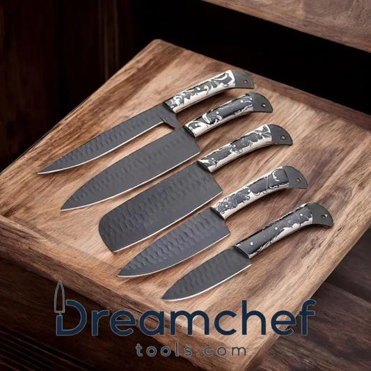 Cooking Knife Set 13” Handmade J2 Steel Chef Knife with Resin Handle & Leather Sheath | 13 Inch | Steel | Kitchen Knives Set