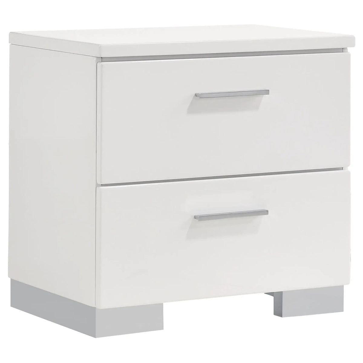Felicity 5-piece Twin Bedroom Set White High Gloss | 5-Piece Set | Faux Leather & Metal | Bedroom