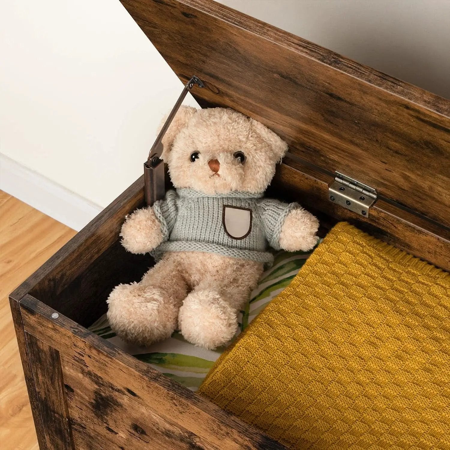 Rustic Brown SolidWood Toy Box Storage LargeCapacity from PriceLows™