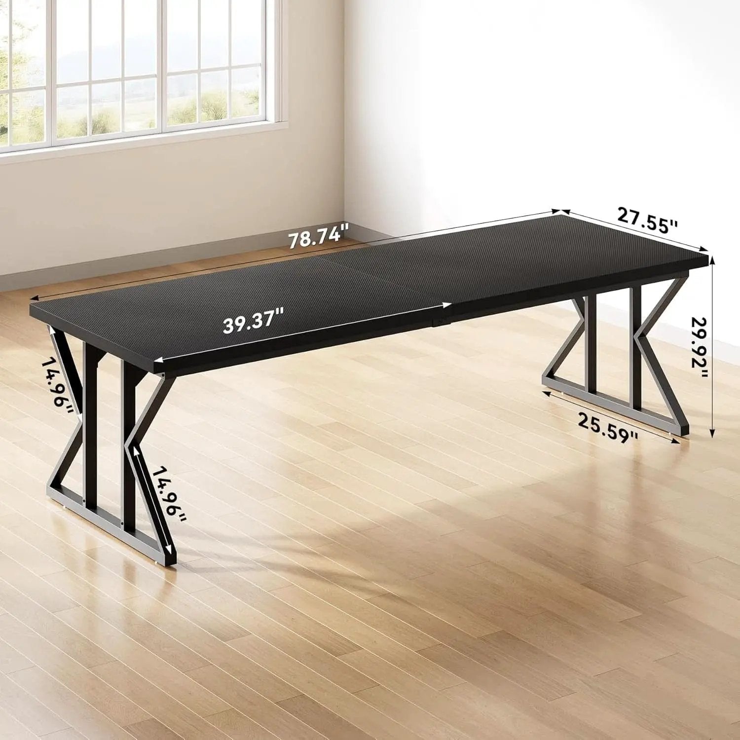 78.7 Inch Large Black Executive Desk Office Workstation from PriceLows™