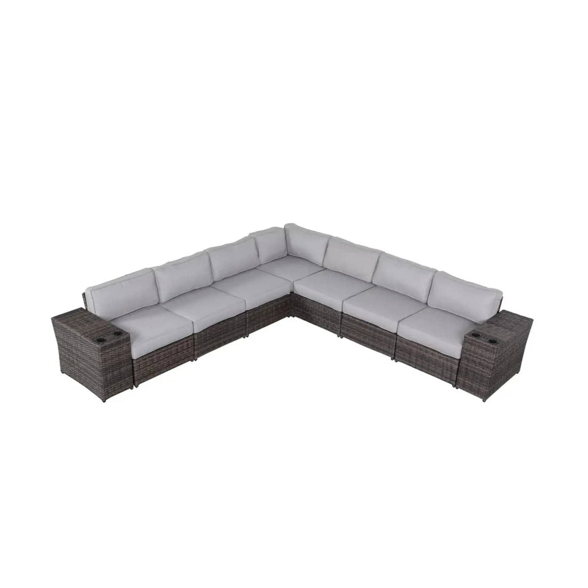Modern Rattan Wicker Seating Group With Cushions Stationary Sectional | 102 x 102 x 26 in | Rattan & Wicker | Living Room
